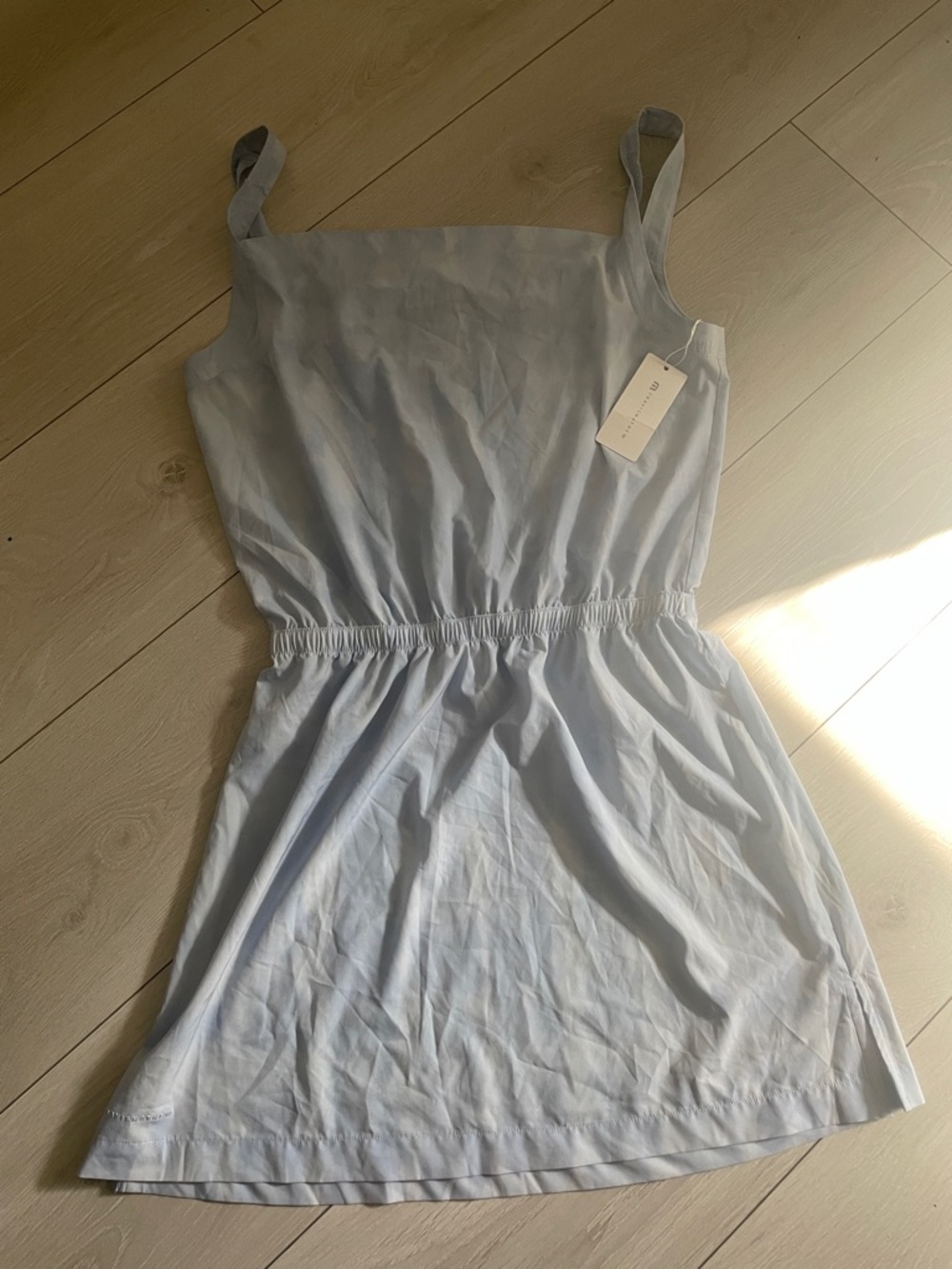 Travis Mathew Light Blue Sleeveless Elastic-Waist Mini Dress